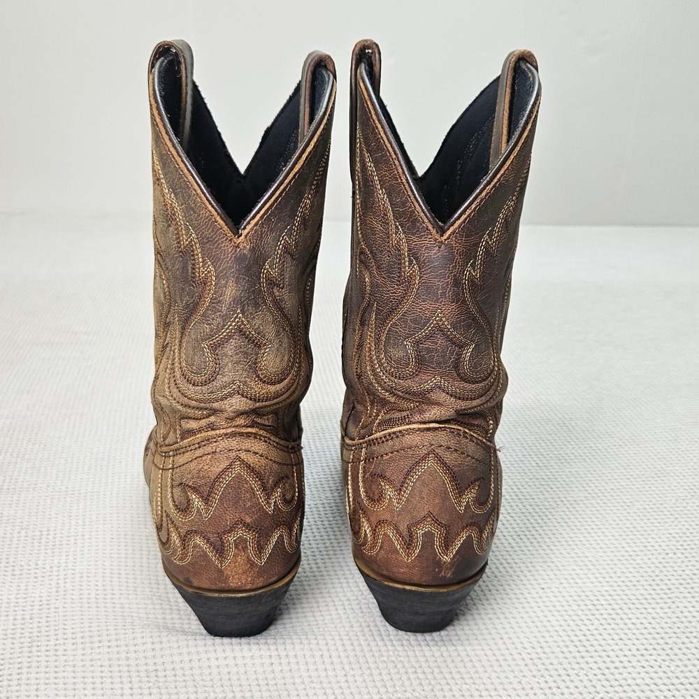 Laredo 52094 Womens Brown Distressed Leather Snip Toe Western Cowboy Boots 10M - Picture 6 of 16
